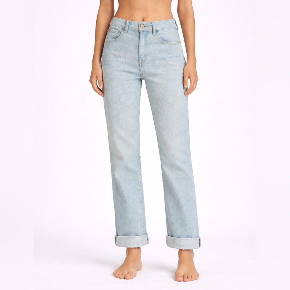 Hudson Blair Jeans Rolled Cuff Stretch Galaxy Light Blue Color Tan Stitch 29